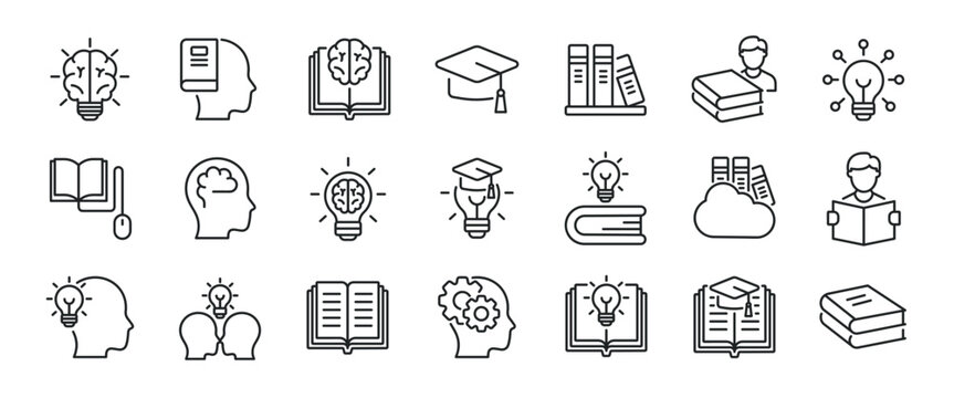 Knowledge thin line icons. Editable stroke. For website marketing design, logo, app, template, ui, etc. Vector illustration