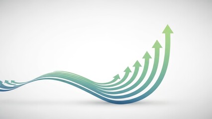 Green and blue 3D arrows symbolize business growth, success, and finance concept direction