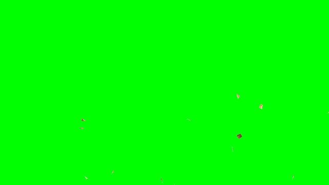 4K Large Gold Confetti Shower on Green Screen