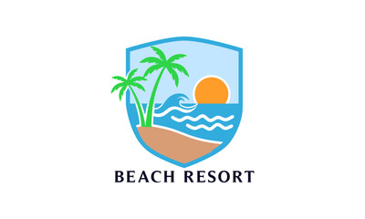 Elegant Beach Resort Logo Design