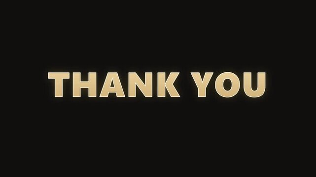 Thank You Text Animation Elegant Gold on Black