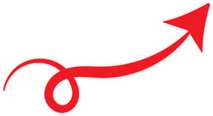 Dynamic red curly arrow graphic illustrating upward movement and progress