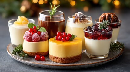 Assorted Delicious Desserts with Fruits and Cream for Celebration