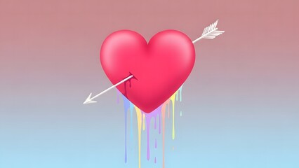 Pink heart pierced by arrow