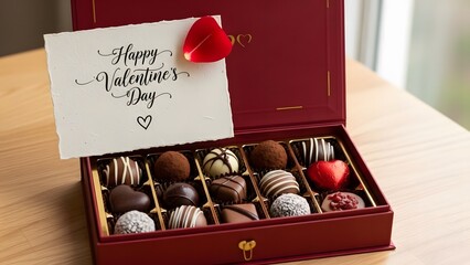 Heart-shaped box of chocolates for valentine's day