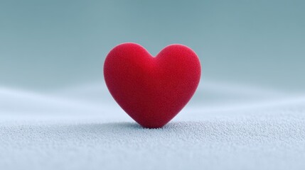 Fototapeta premium Vibrant Red Heart Shape on Soft Textured Background Symbolizing Love and Affection in Minimalist Style