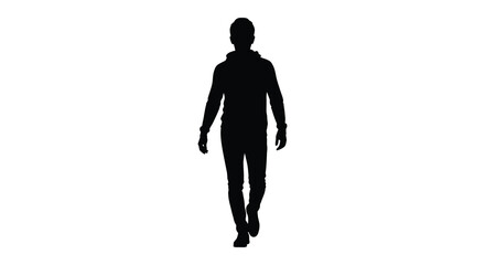 A solitary figure walking forward depicted as a striking black shape silhouette © Pvect02