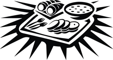 brunch food background icon Black silhouette vector illustration on transparent background