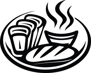 cafe food branding icon Black silhouette vector illustration on transparent background