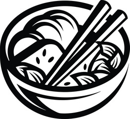 chopsticks food concept icon Black silhouette vector illustration on transparent background