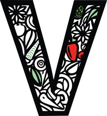 colorful vegetables pattern icon Black silhouette vector illustration on transparent background