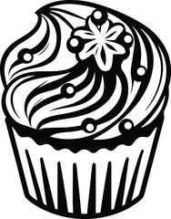 cupcake pastel illustration icon Black silhouette vector illustration on transparent background