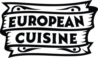 european cuisine banner icon Black silhouette vector illustration on transparent background