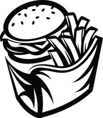 fast food minimal icon icon Black silhouette vector illustration on transparent background