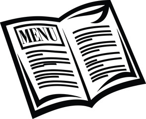 food menu typography icon Black silhouette vector illustration on transparent background