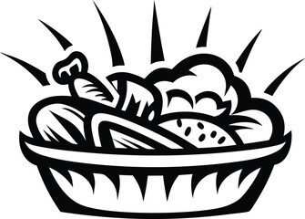 food social media background icon Black silhouette vector illustration on transparent background