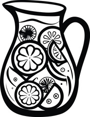 fruit infused water icon Black silhouette vector illustration on transparent background