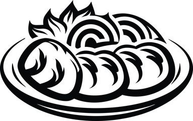 gourmet food presentation icon Black silhouette vector illustration on transparent background