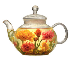  Blooming tea in a glass teapot
