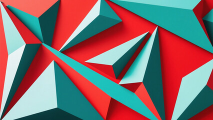 Geometric Shapes in Red Blue and White Abstract Composition