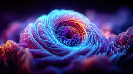 This digital art piece showcases a mesmerizing, colorful vortex with a dynamic flow of light.