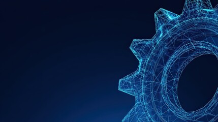 A futuristic view of a gear that represents technological advancement. The intricate design and the use of vibrant blue colors. ..Created with Generative AI, not depicting real subjects.