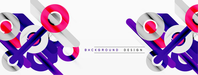 Fototapeta premium Abstract shapes, vibrant colors, modern design. Pink, purple, gray elements create dynamic composition. Minimalist style, clean background.