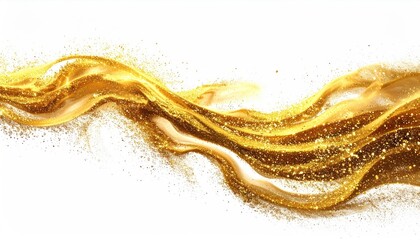 Flowing golden wave on white, texture, particles, bright