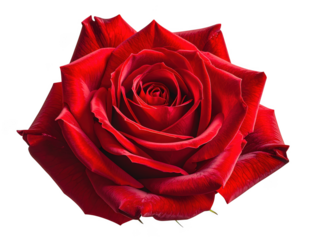 Single red rosebud with realistic petal folds, isolated on white and transparent