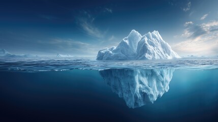 Okay, here's a title for your image, focusing on the popular theme of climate change:

Iceberg Floating in Ocean Showcasing Climate Change and Global Warming with Stunning Natural Landscape