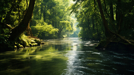 Fototapeta premium Peaceful Forest River Scene