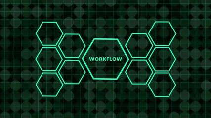 Automation workflow diagram, representing intelligent system integration and digital process automation,A video showcasing a modern workflow concept with various business and technology icons - Powered by Adobe