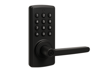 Digital keypad door lock isolated on transparent background