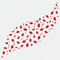 Love Red rose petals will fall on abstract floral background with gorgeous rose petal greeting valentine's day card design.