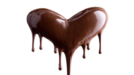 Obraz premium Dark chocolate heart candy with liquid flowing and dripping on transparent background