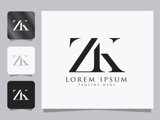 Modern ZK Monogram Logo Design for Branding