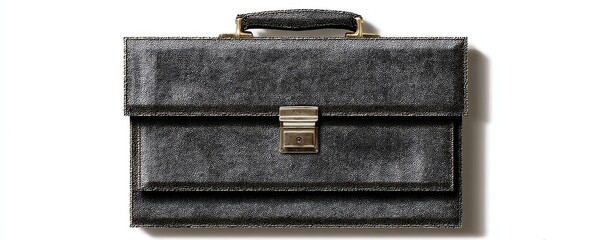 Stylish black and white speckled briefcase with a gold clasp and handle on a white background