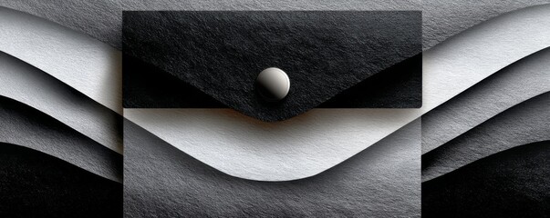 Stylized design of a briefcase icon featuring layered textures in shades of black and white, showcasing a sleek business aesthetic