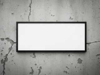 A blank illuminated sign on a cracked concrete wall