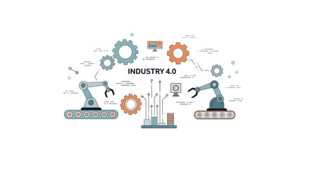 A man standing alone in a surreal landscape with abstract shapes and distant hills