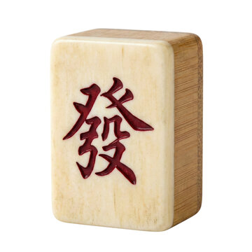 Vintage mahjong tile with green dragon character