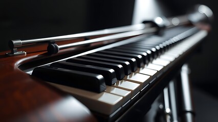 bassoon. A dark wood bassoon with silver keys, showcasing its elegant curves in a close-up view. tutorial guides, club newsletters, designed for sports & leisure club marketing.