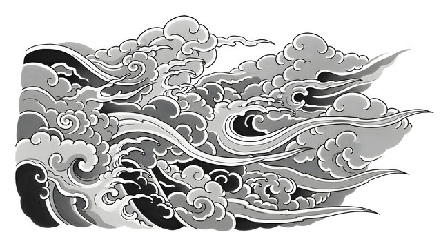 Japanese clouds tattoo inspired by traditional Asian art symbolism