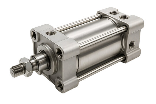 Pneumatic cylinder isolated on transparent background