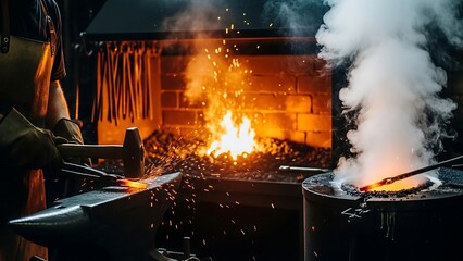 Industrial worker in a foundry factory.