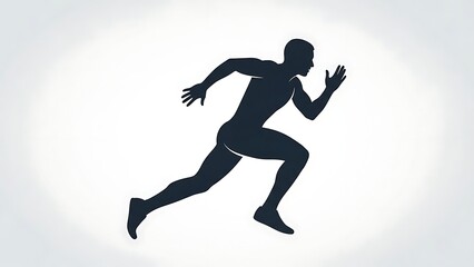 Dynamic silhouette of a runner in motion, sprinting with determination and speed