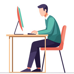 Man working on computer at desk.