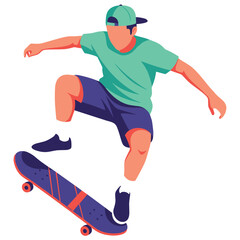 Dynamic Skateboarder Performing an Ollie Trick in MidAir.