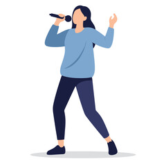 Female Singer Performing Live on Stage with Microphone.