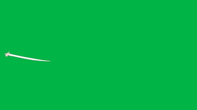 Small white comet or shooting star streak across green screen chromakey background. Ideal for 2d animated cartoon animation in space, magic wish, or night sky effects and overlays.